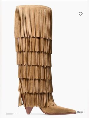 Michael Kors Jayla Fringed Suede Tall Boots – Husk – Size 9.5M | Retail $395